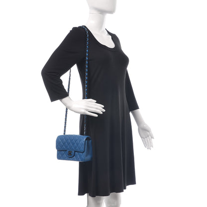Chanel Crumpled Calfskin Quilted Mini Rectangular Flap Blue 2 of 8