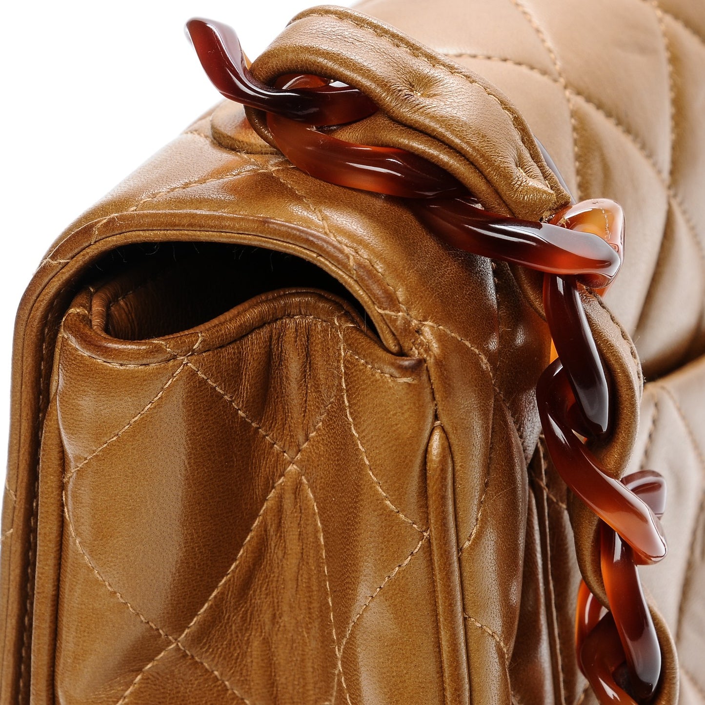 Lambskin Quilted Bekko Jumbo Single Flap Dark Beige