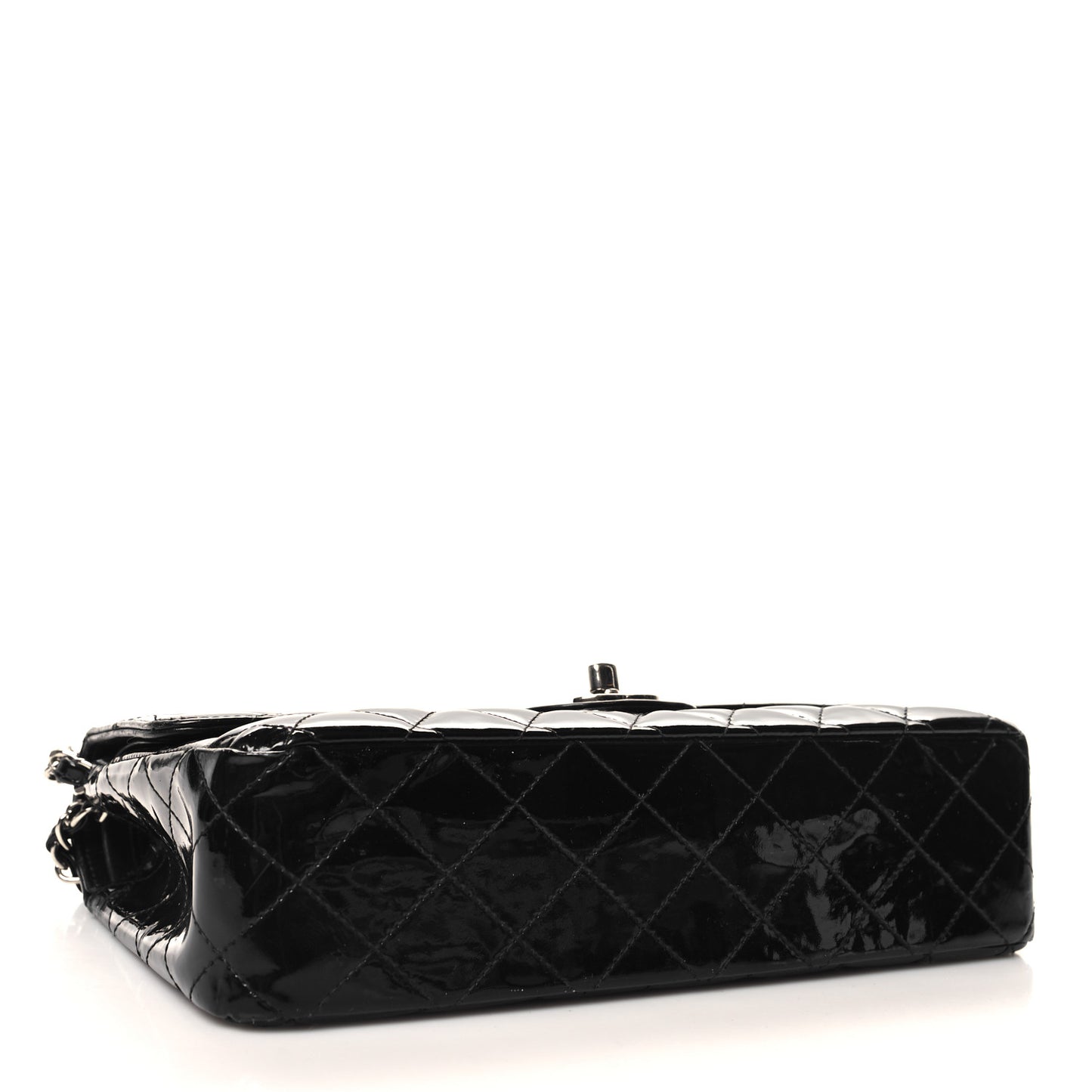 Patent Quilted Medium Double Flap Black