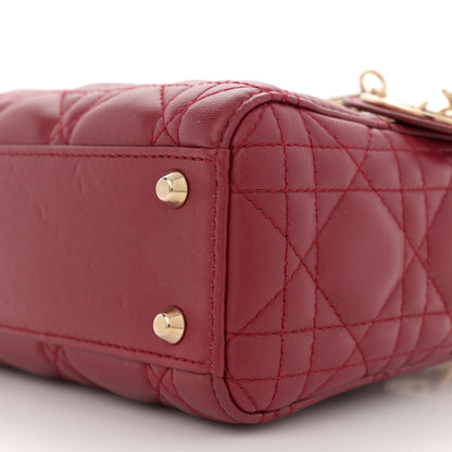 Christian Dior Lambskin Cannage Mini Lady Dior Burgundy 10 of 11