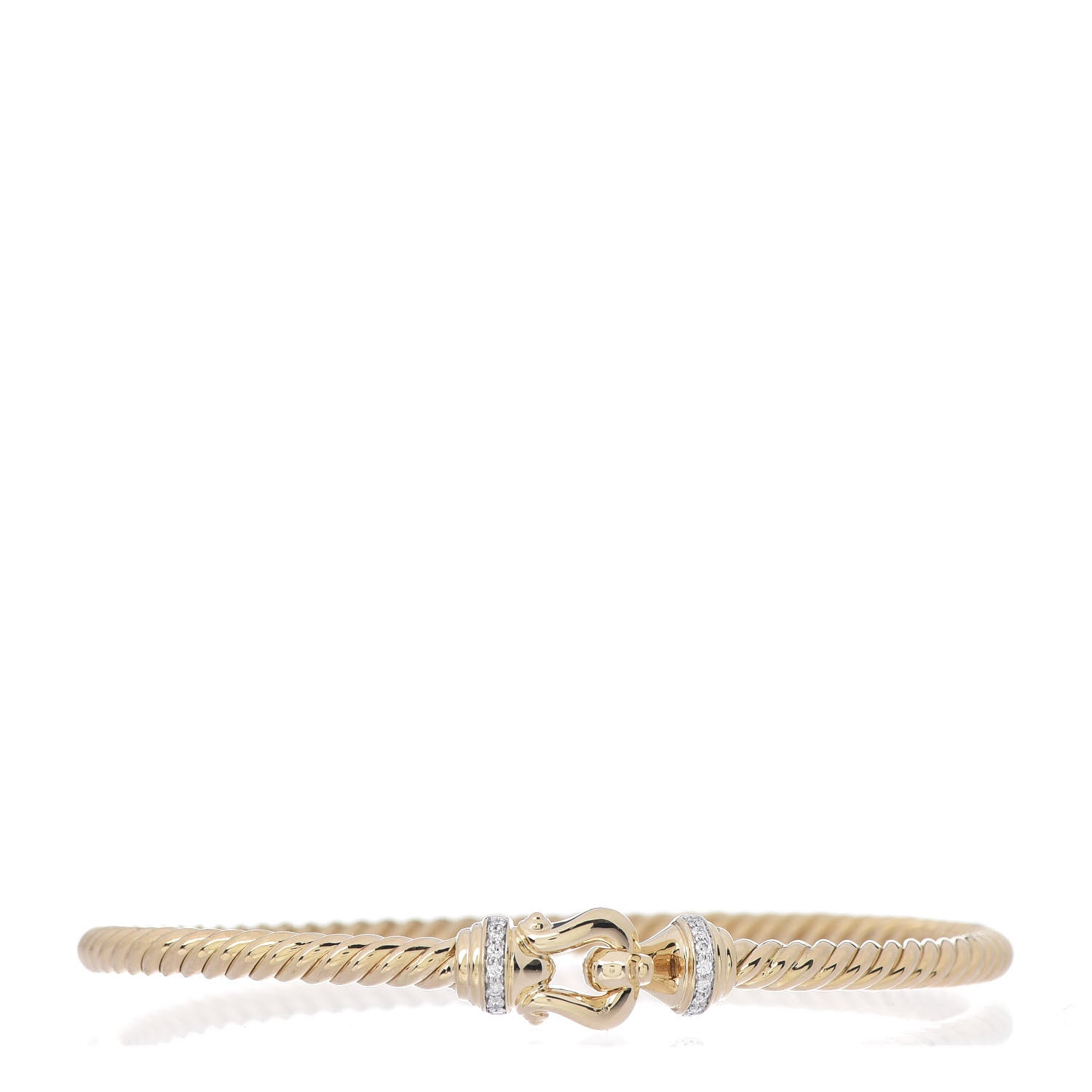 David Yurman 18K Yellow Gold Diamond 3.5mm Cable Buckle Bracelet 1 of 4