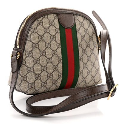 Gucci GG Supreme Monogram Textured Dollar Calfskin Web Small Ophidia Dome Shoulder Bag Beige Ebony New Acero 3 of 10