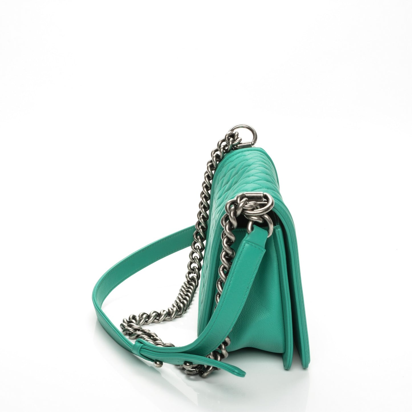 Calfskin Quilted Medium Boy Flap Green