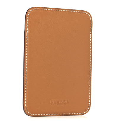 Hermes Swift Stitched Faubourg MagSafe Card Holder Gold Bleu De France Orange 3 of 6