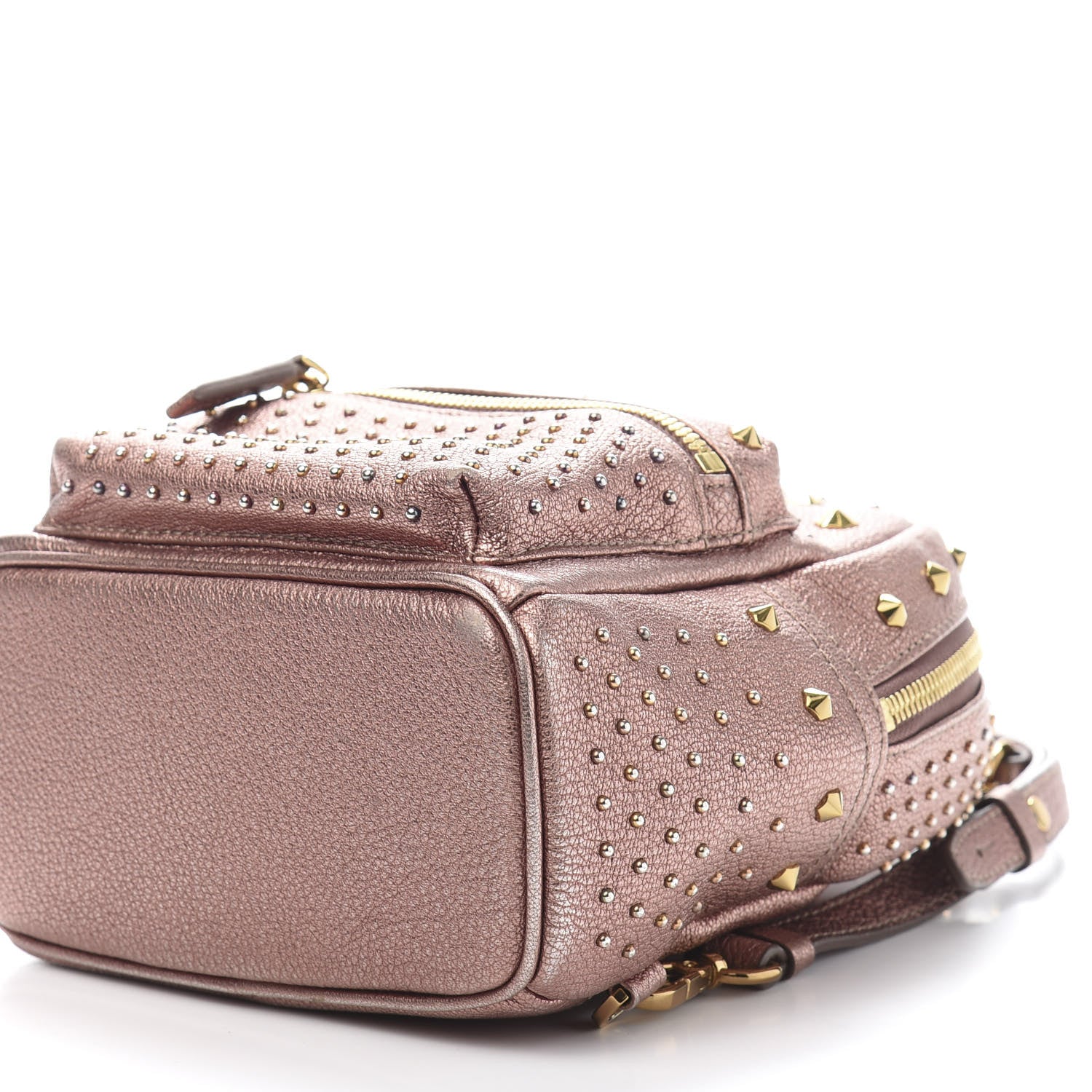 MCM Metallic Calfskin Stud X-Mini Stark Bebe Boo Backpack Pink 7 of 8