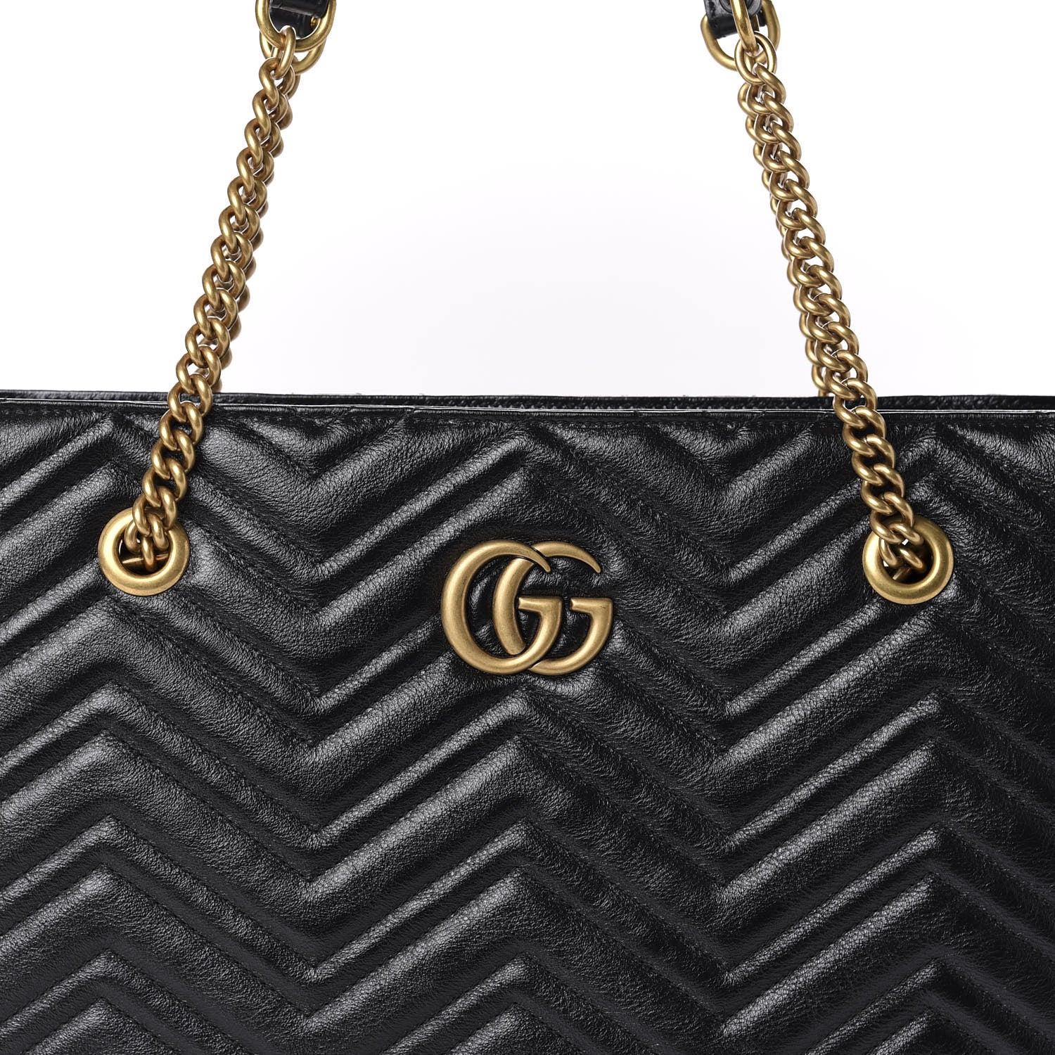 Gucci Vintage Calfskin Matelasse Medium GG Marmont Slim Tote Black 10 of 10