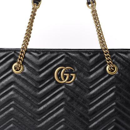 Gucci Vintage Calfskin Matelasse Medium GG Marmont Slim Tote Black 10 of 10