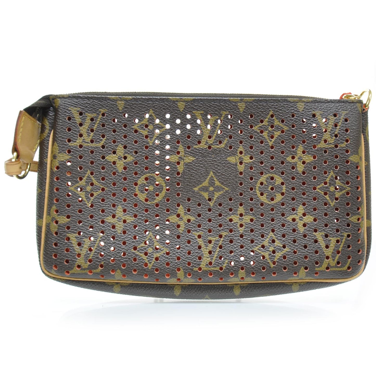 Monogram Perforated Pochette Accessories Bag Orange