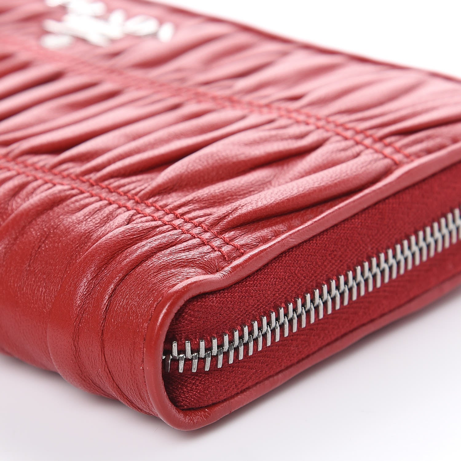 Prada Nappa Gaufre Zip Around Wallet Fuoco 10 of 11