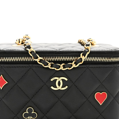 Chanel Lambskin Quilted Enamel Coco Casino Small Vanity Case With Chain Black 8 of 10