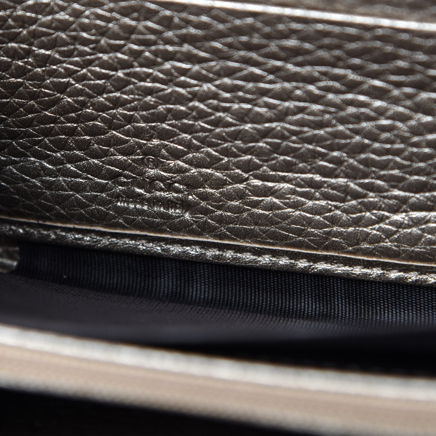 Metallic Pebbled Calfskin Soho Zip Around Wallet Golden Beige