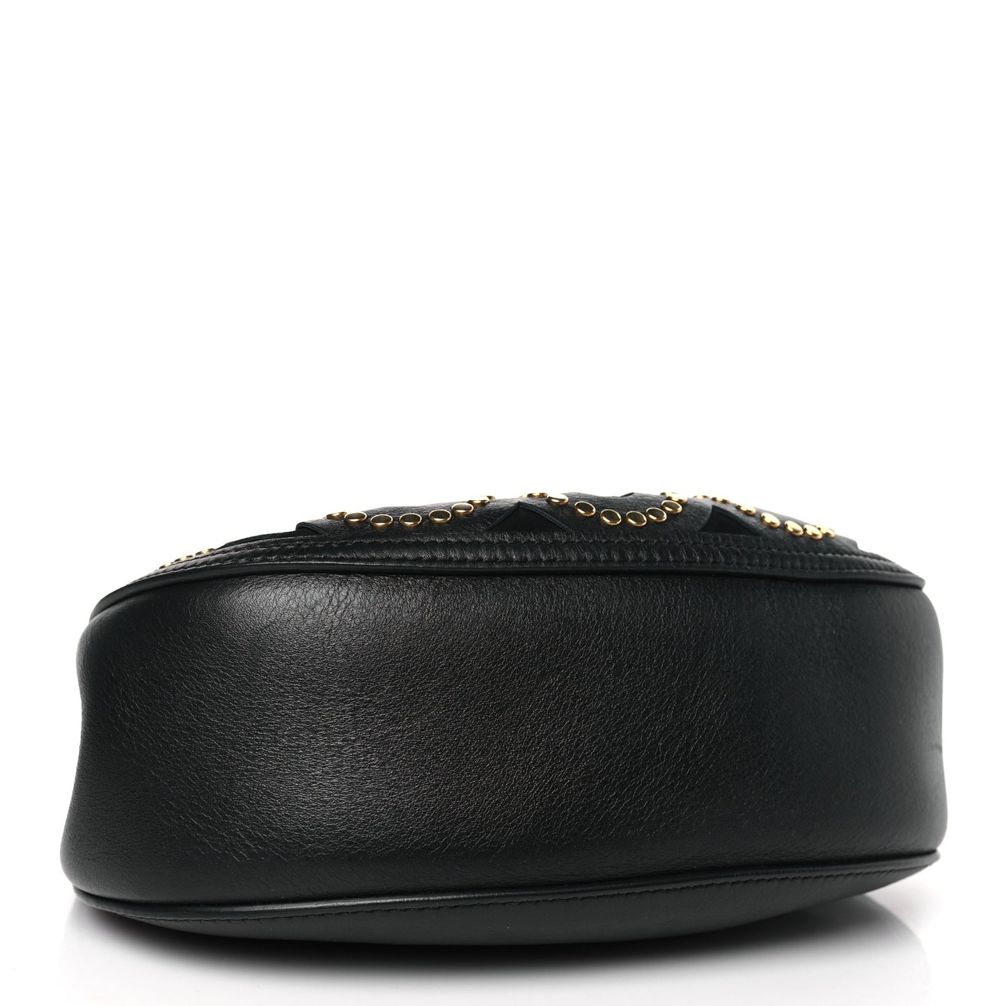 Calfskin Suede Studded Drew Shoulder Bag Black