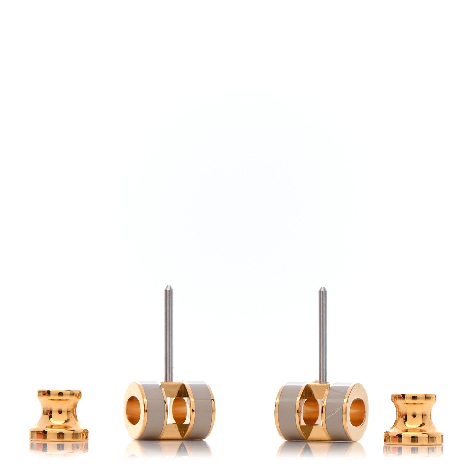 Hermes Gold Lacquered Mini Pop H Earrings Marron Glace 3 of 6