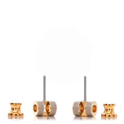 Hermes Gold Lacquered Mini Pop H Earrings Marron Glace 3 of 6
