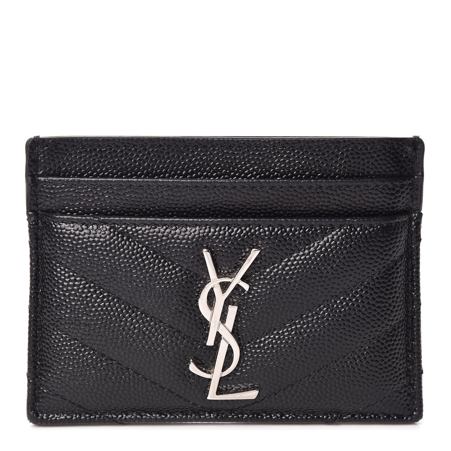 Grain De Poudre Matelasse Chevron Monogram Credit Card Case Black