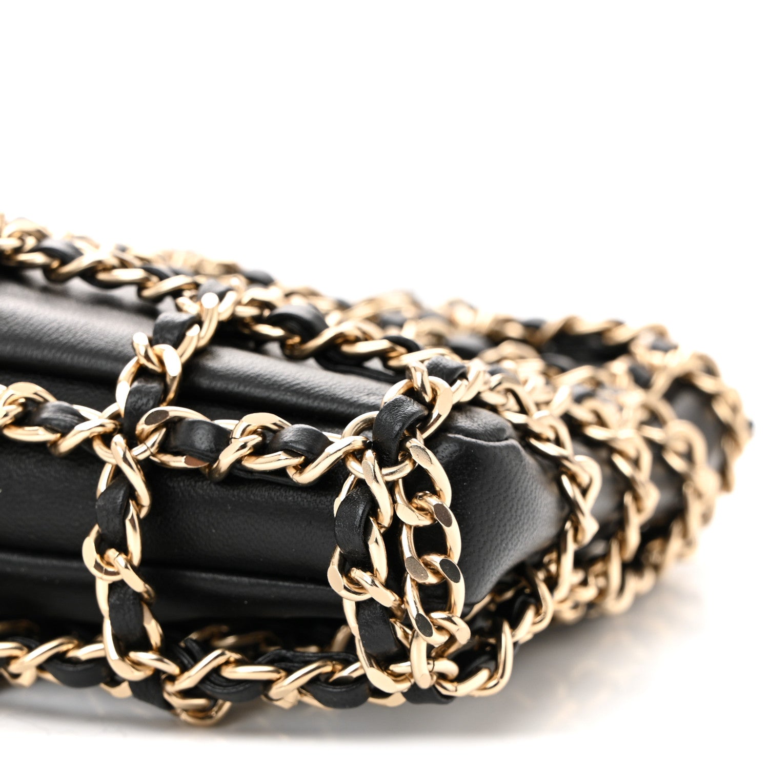 Chanel Lambskin Chain Frame Shoulder Bag Black 10 of 10