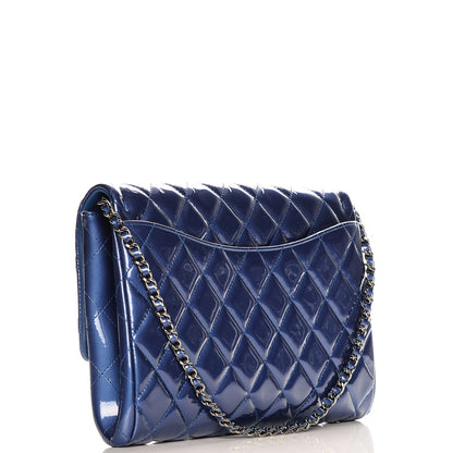 Chanel Patent Quilted Clutch with Chain Flap Blue 3 of 7