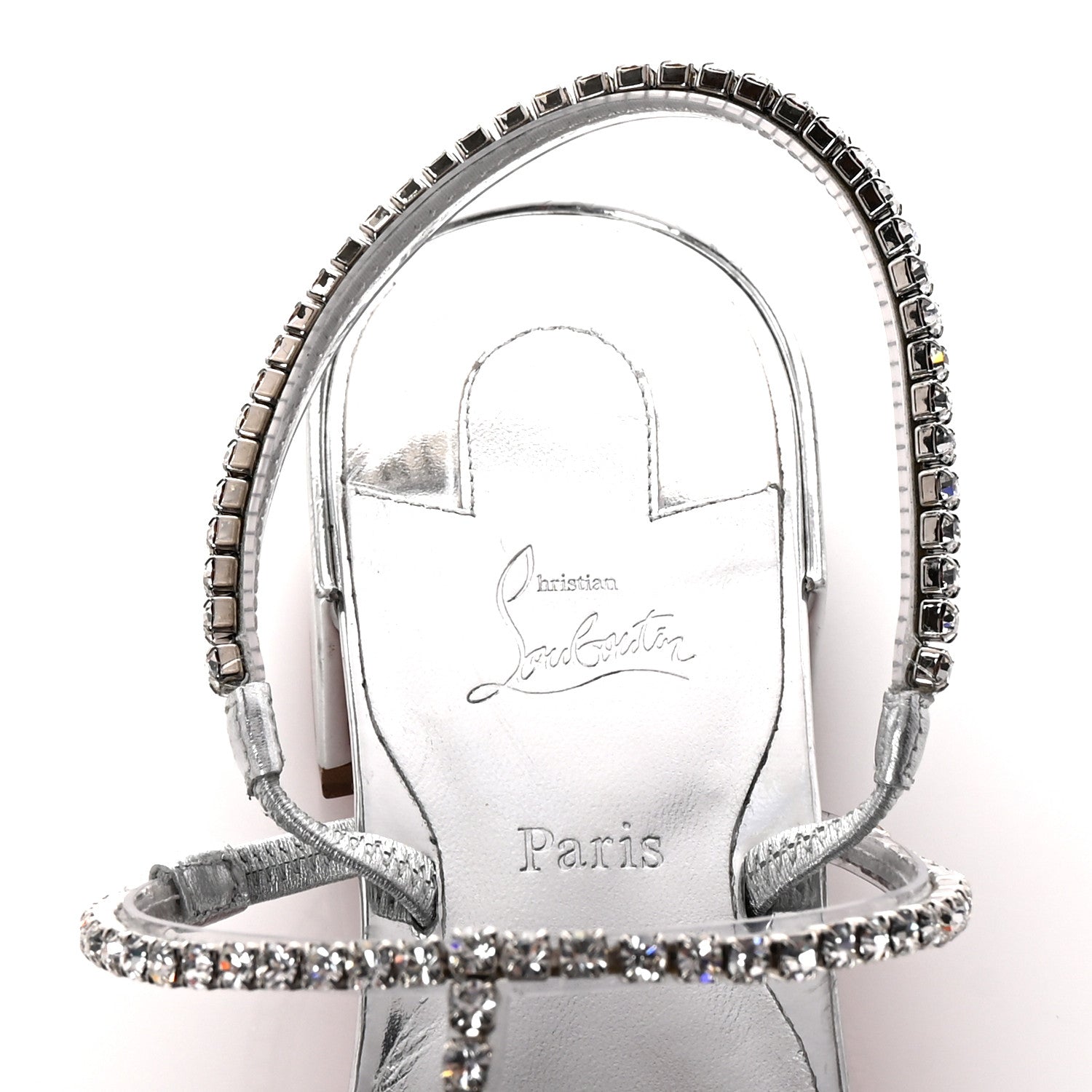 Christian Louboutin Specchio PVC Crystal Simple Queenie Sandals 39 Silver 8 of 9