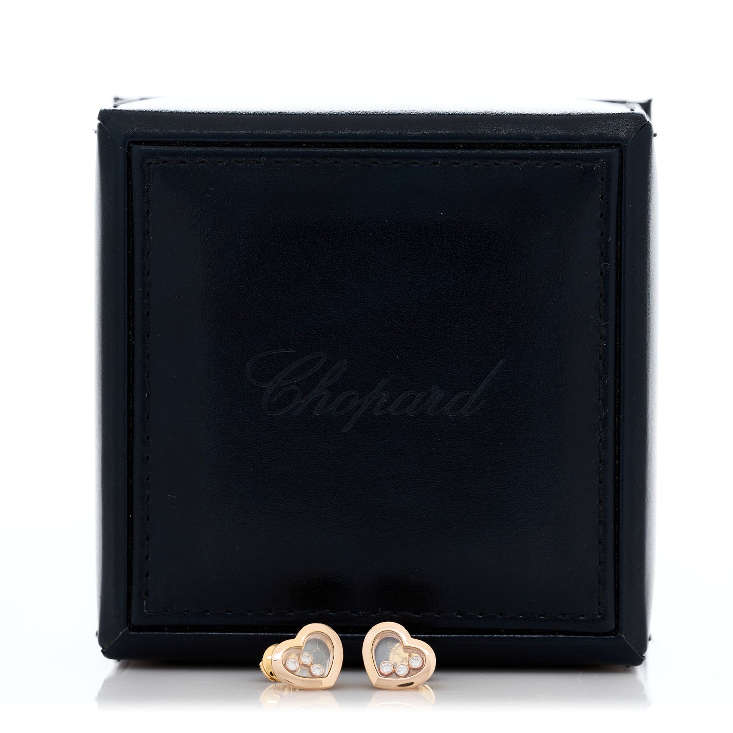 18K Rose Gold 3 Happy Diamonds Icons Heart Earrings