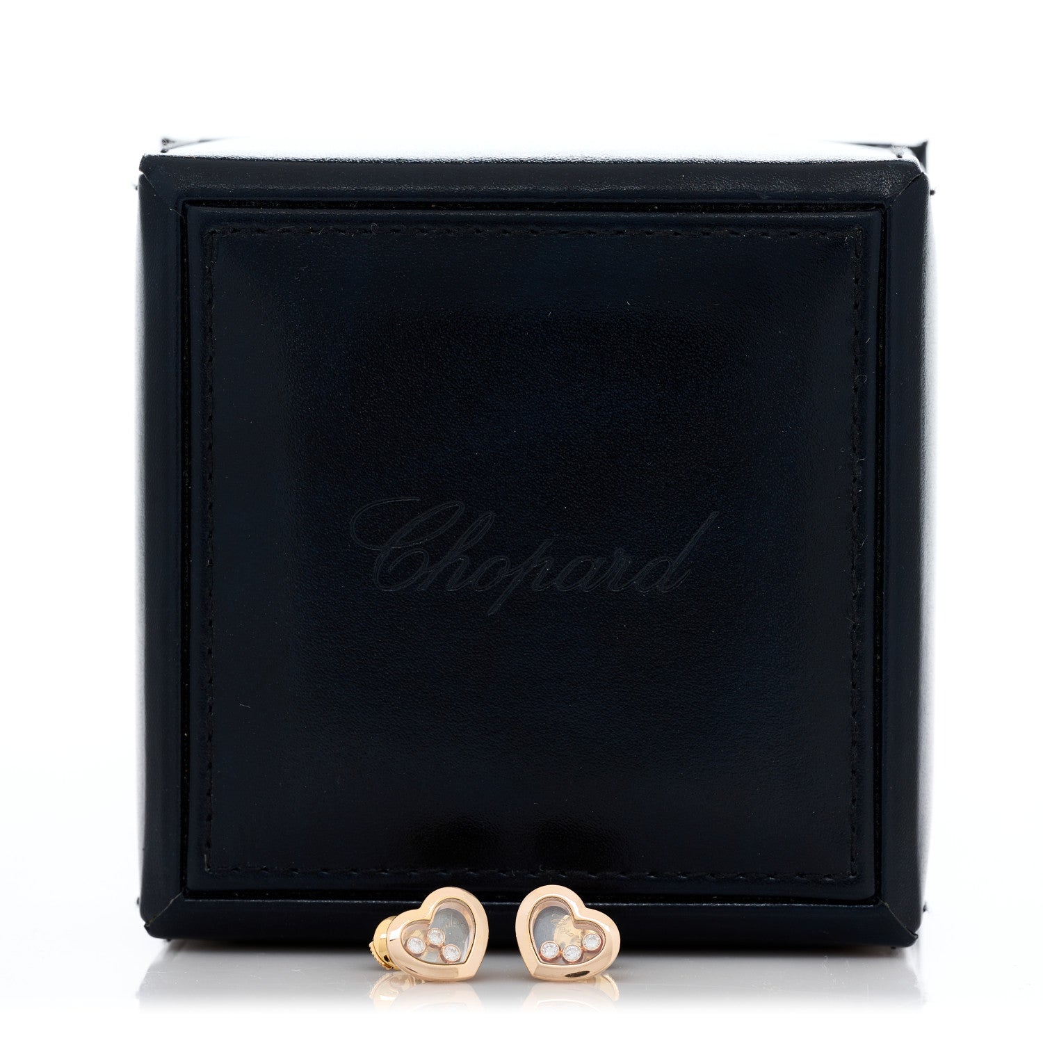 Chopard 18K Rose Gold 3 Happy Diamonds Icons Heart Earrings 6 of 6