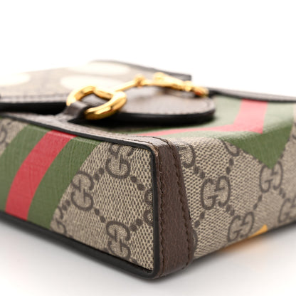 Gucci GG Supreme Monogram Textured Dollar Calfskin Geometric Print Mini Horsebit 1955 Crossbody Bag Beige Multicolor New Acero 8 of 10