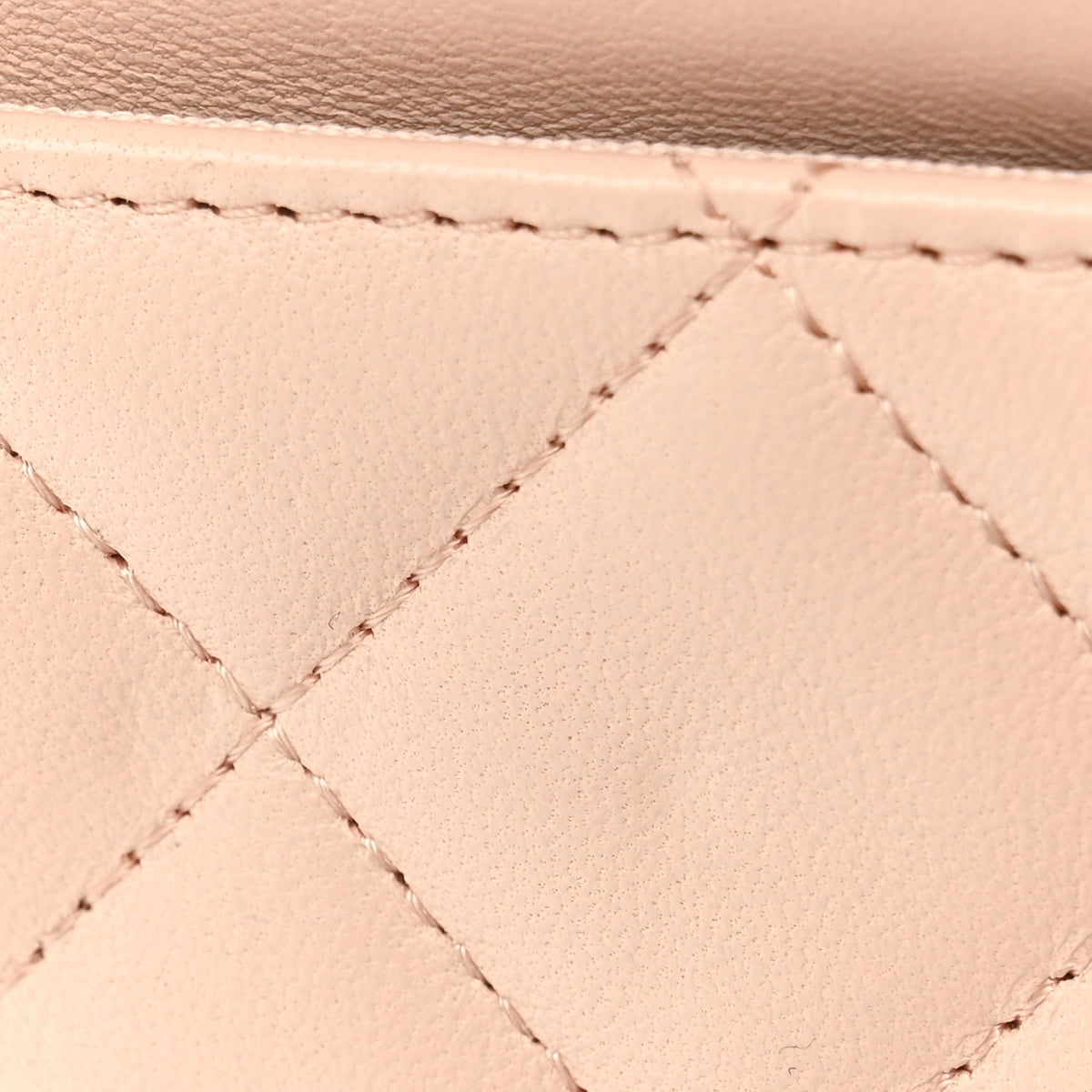 Lambskin Quilted CC Pearl Crush Wallet on Chain WOC Light Beige