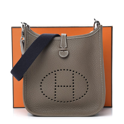Hermes Taurillon Clemence Amazone Evelyne TPM Etoupe Bleu Indigo 10 of 10