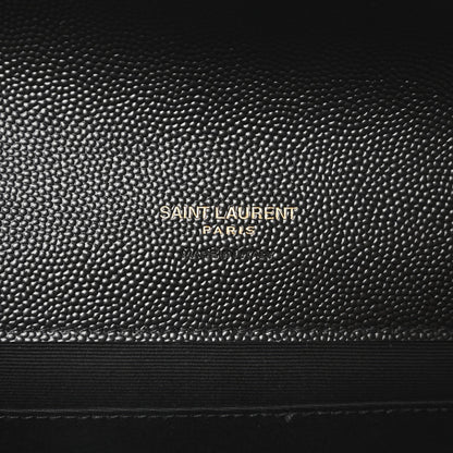 Saint Laurent Grain De Poudre Matelasse Chevron Monogram Envelope Clutch Black 5 of 10