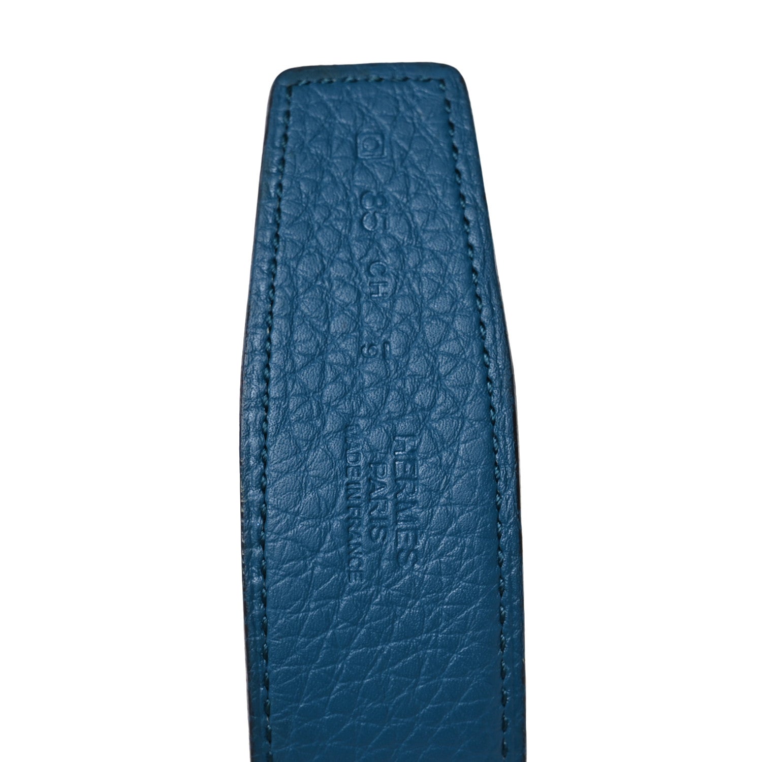 Hermes Box Togo 32mm Au Carre H Belt 85 34 Bleu Izmir Chocolate 5 of 6