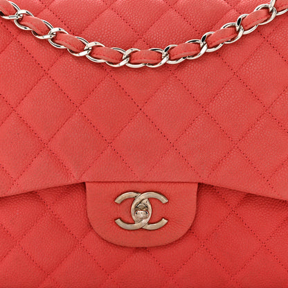 Chanel Iridescent Caviar Quilted Jumbo Double Flap Coral 8 of 17