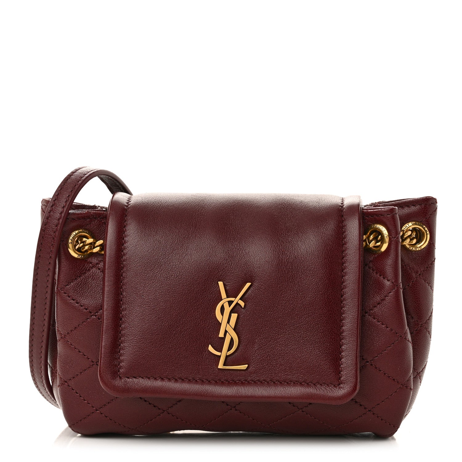 Saint Laurent Lambskin Quilted Monogram Mini Nolita Rouge Cabernet 1 of 14