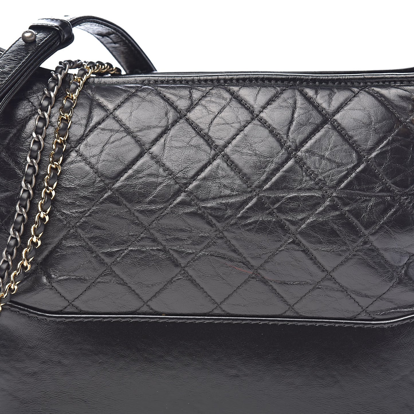 Aged Calfskin Quilted Medium Gabrielle Hobo Black
