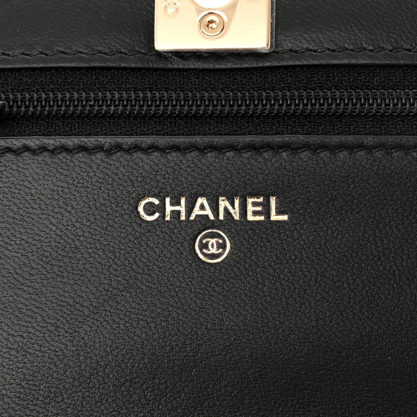 Lambskin Quilted Trendy CC Wallet On Chain WOC Black