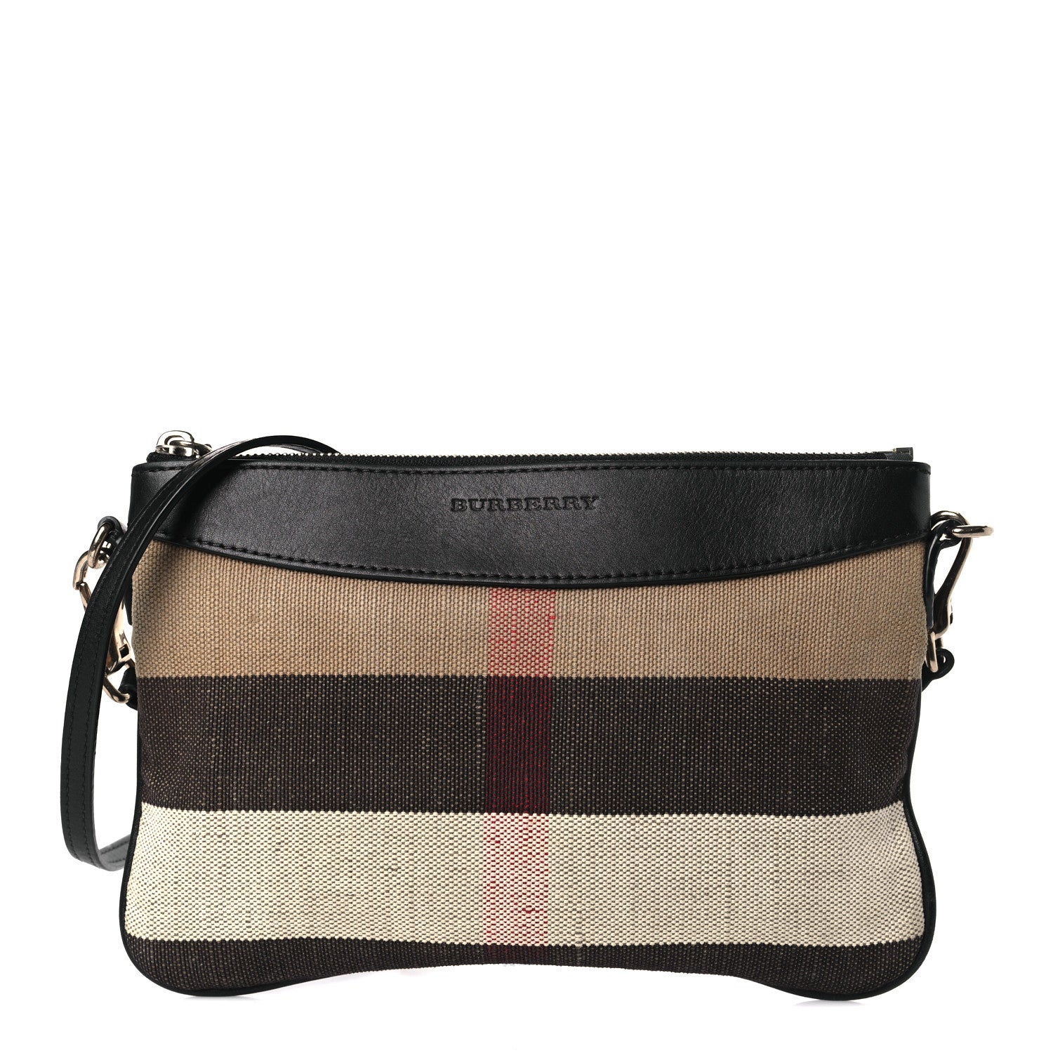 Burberry Mega Check Peyton Crossbody Clutch Bag Black 1 of 8