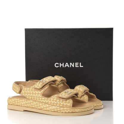 Chanel Braided Fabric Velcro Dad Sandals 39.5 Beige 9 of 9