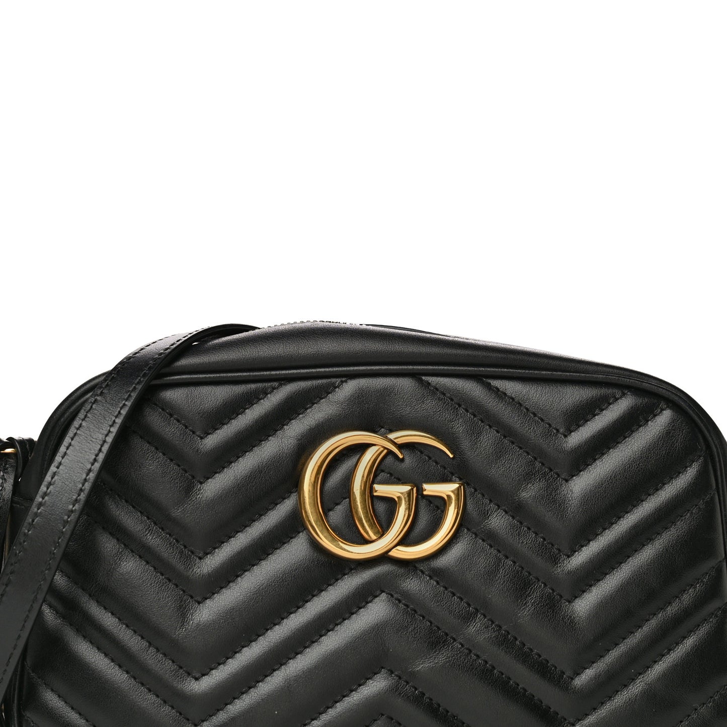 Calfskin Matelasse Small GG Marmont Chain Shoulder Bag Black