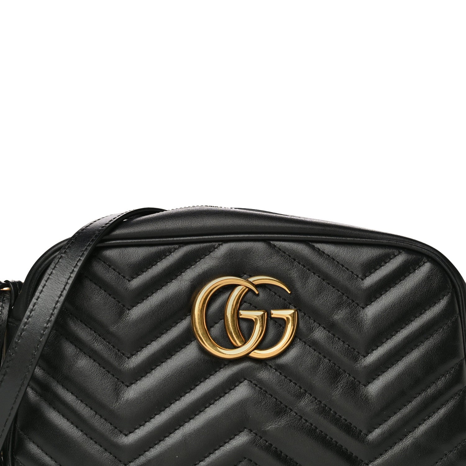 Gucci Calfskin Matelasse Small GG Marmont Chain Shoulder Bag Black 8 of 11