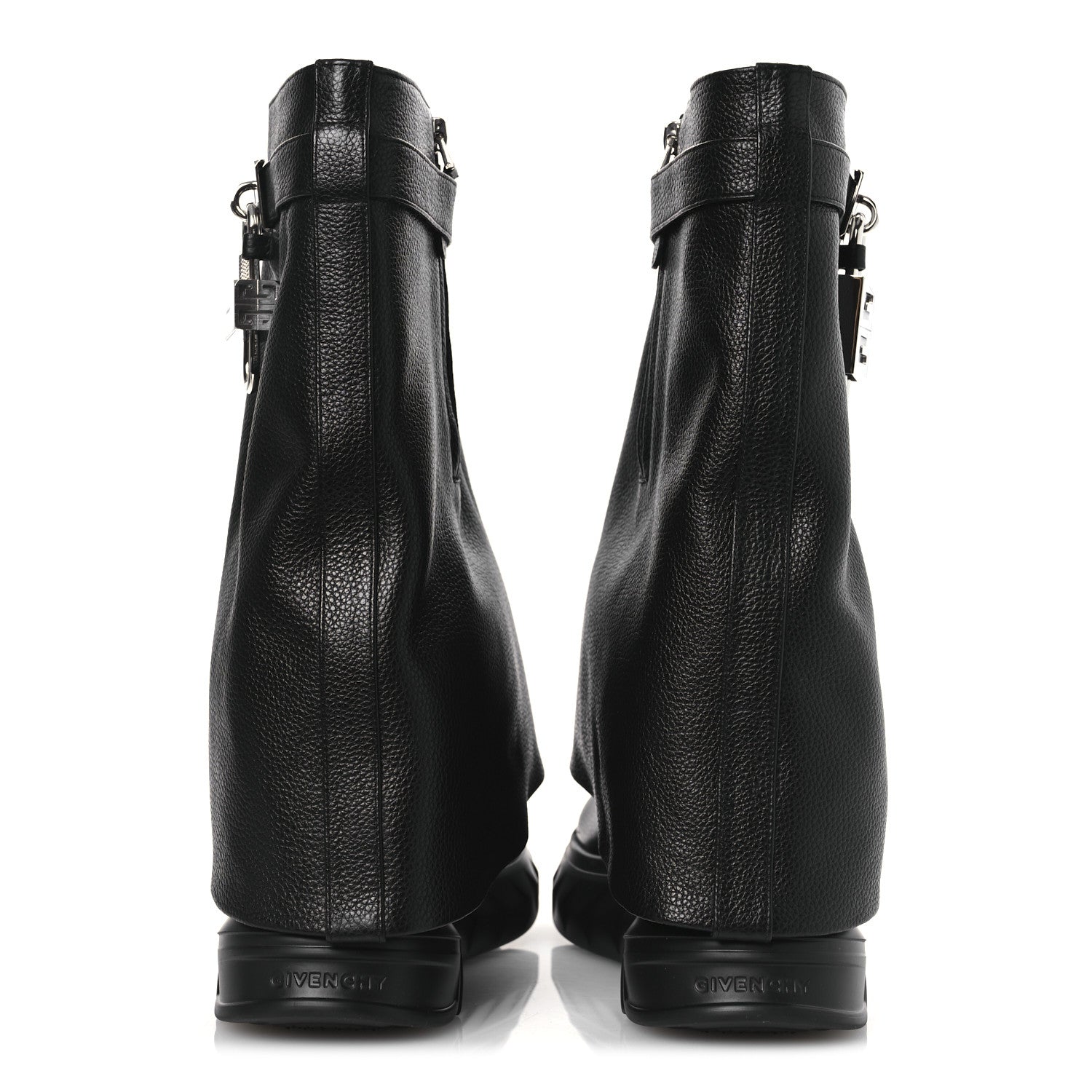Givenchy Grained Calfskin Shark Lock Biker Ankle Boots 40 Black 6 of 11