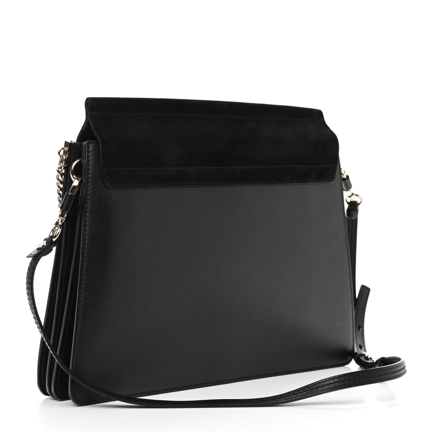 Suede Calfskin Medium Faye Shoulder Bag Black