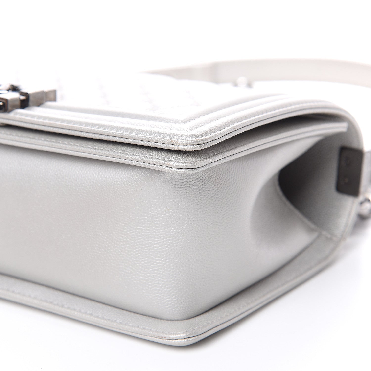 Chanel Metallic Caviar Quilted Medium Boy Flap Silver 9 of 10