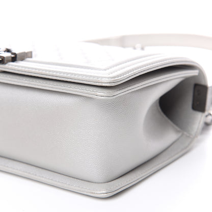 Chanel Metallic Caviar Quilted Medium Boy Flap Silver 9 of 10