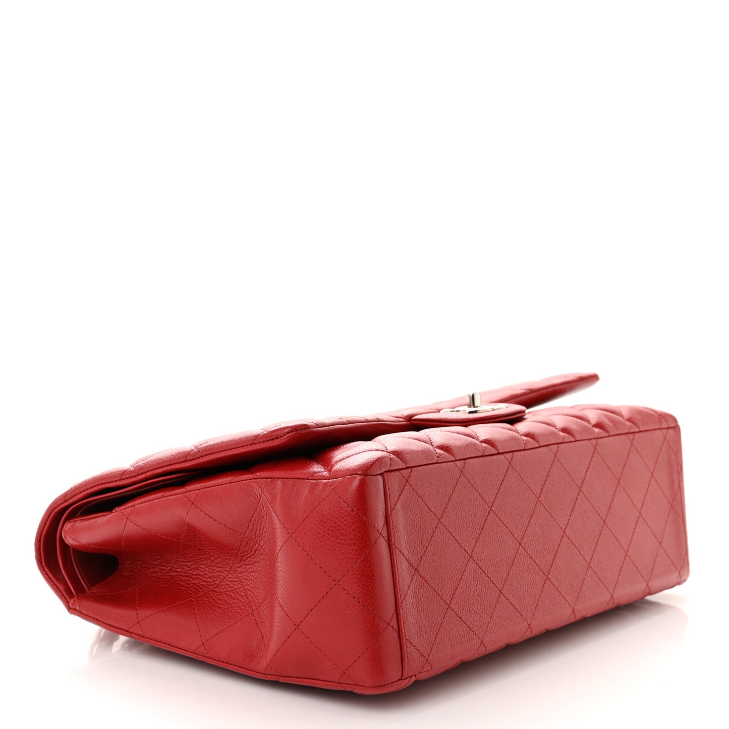 Caviar Quilted Maxi Double Flap Dark Red