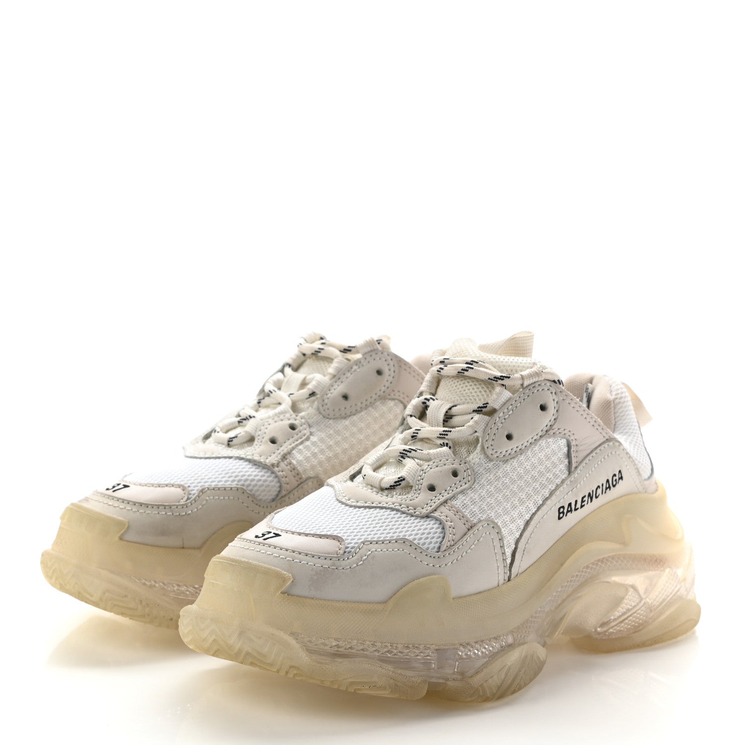 Balenciaga Fabric Mesh Clear Sole Womens Triple S Sneakers 37 White 3 of 21