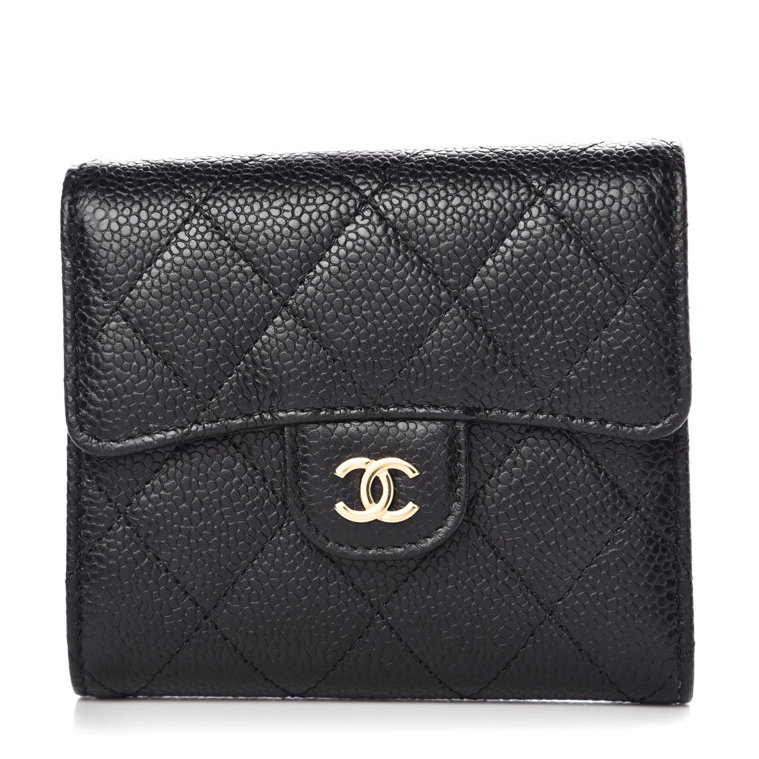 Chanel Caviar Quilted Compact Flap Wallet Black 1 of 9