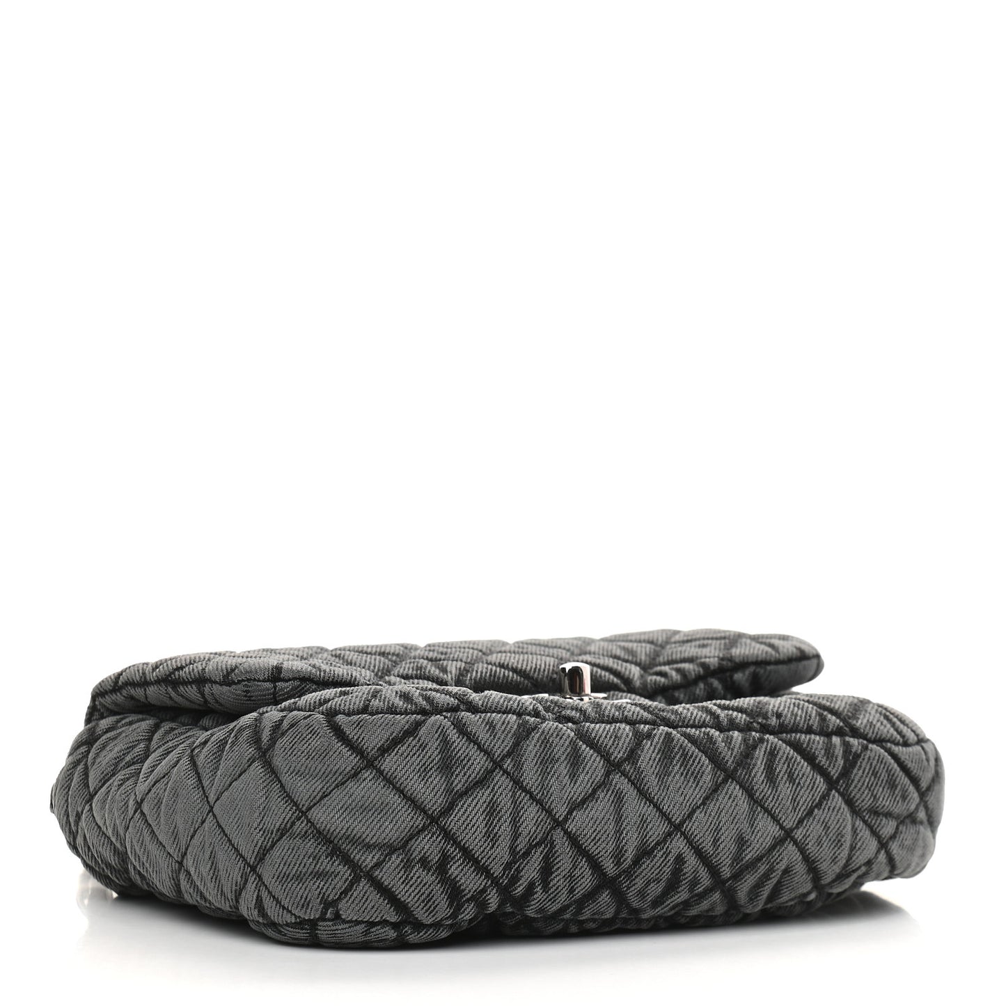 Washed Denim Quilted Small Denimpression Flap Grey Black