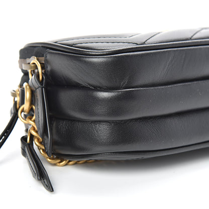 Gucci Calfskin Matelasse Mini GG Marmont Chain Crossbody Bag Black 11 of 13