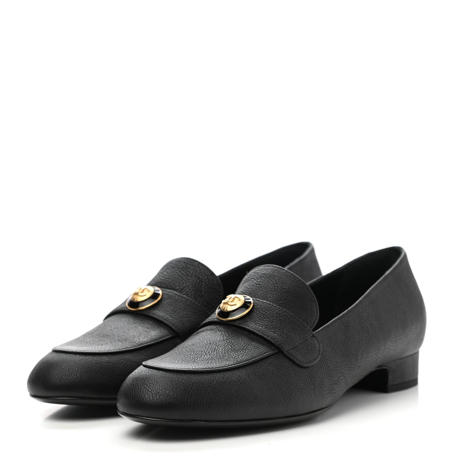 Calfskin CC Mocassin Loafers 38.5 Black