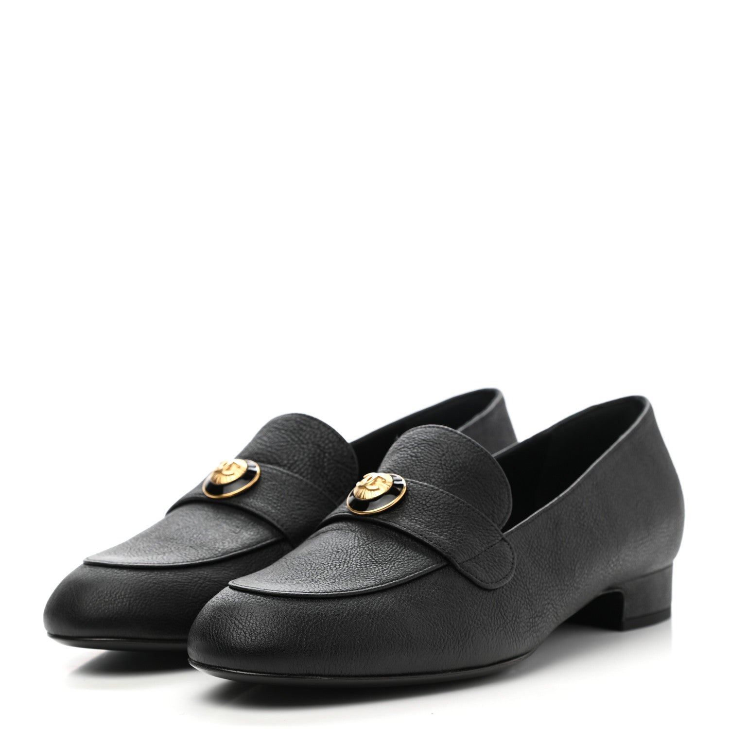 Chanel Calfskin CC Mocassin Loafers 38.5 Black 3 of 8