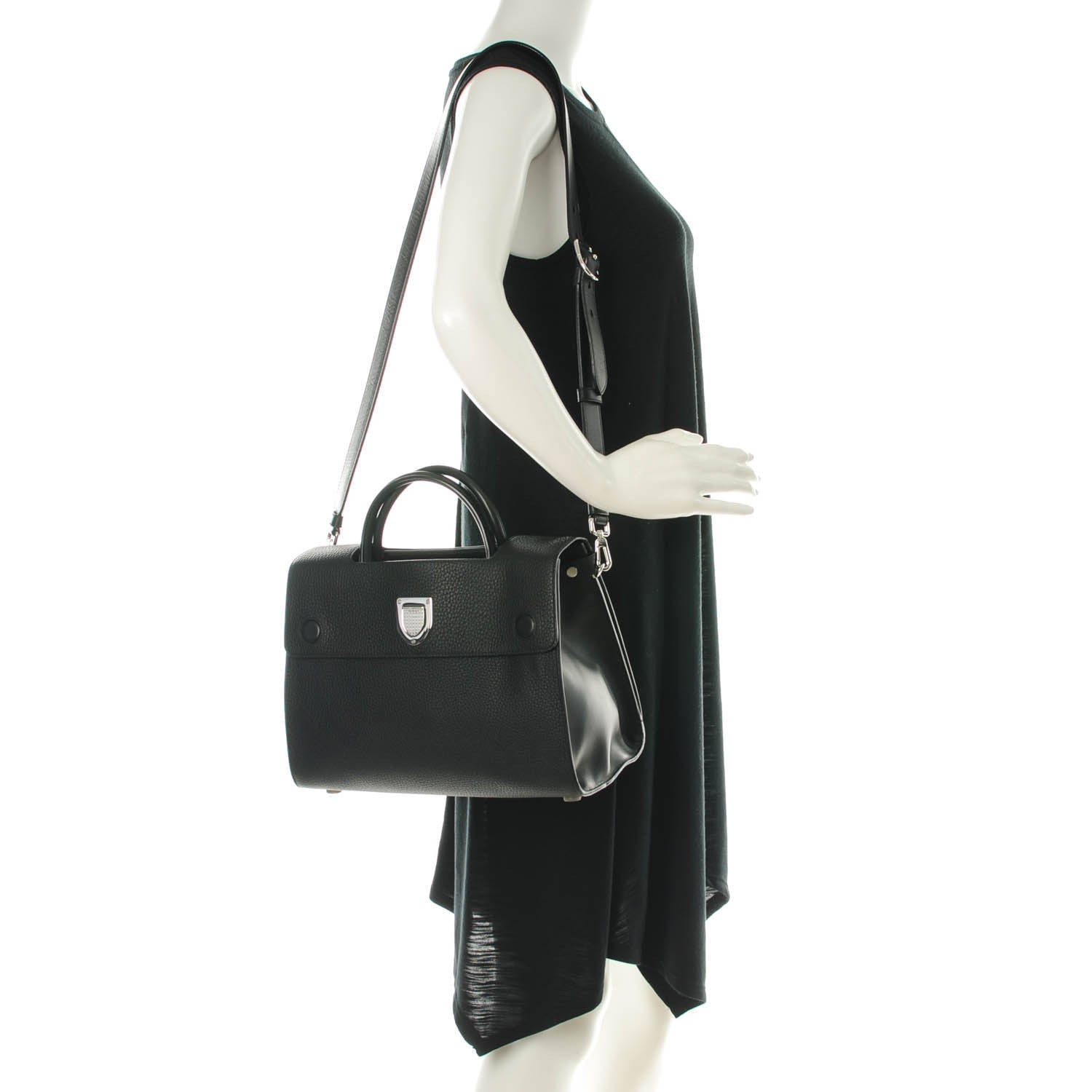 Christian Dior Grained Calfskin Medium Diorever Flap Black 2 of 7