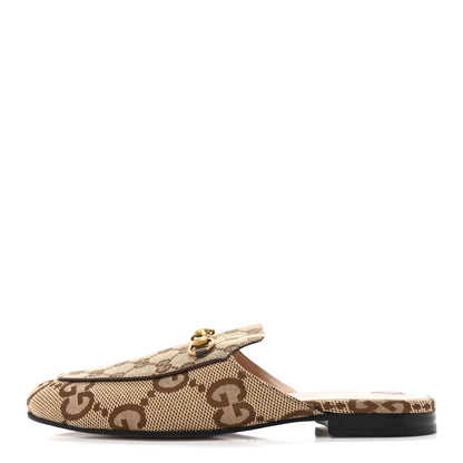 Gucci Monogram Jumbo GG Malaga Kid Womens Princetown Slippers 41 Camel Ebony New Acero Beige 1 of 8